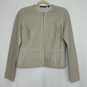 H By Halston Leather Cut Out Perforated Women Jacket
